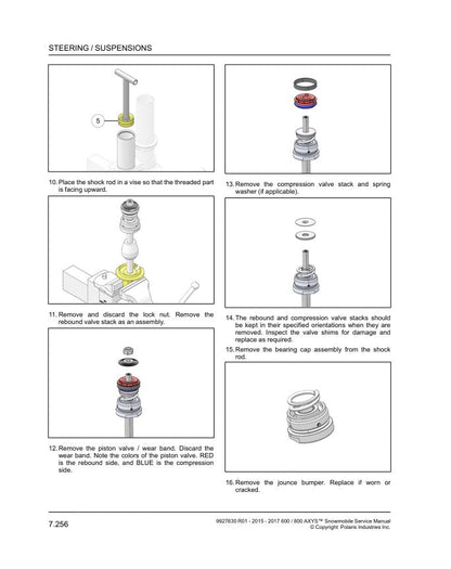 Polaris AXYS 600 800 Snowmobile Service Manual sample page with service data and tables