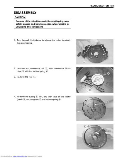Suzuki DF25 DF30 Outboard Service Manual sample page with technical illustrations