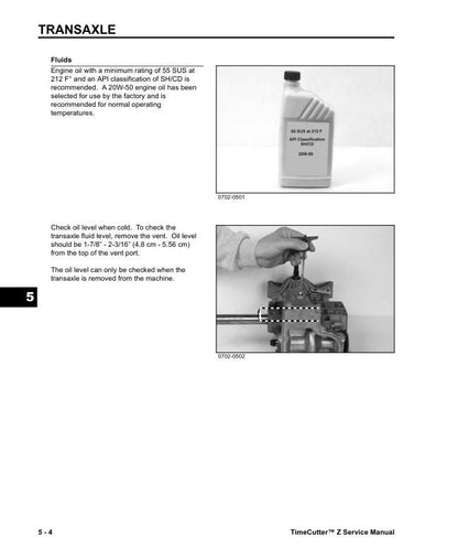 Toro TimeCutter Z16 Z17 Z18 ZX17K Mower Service Manual sample page from the repair manual