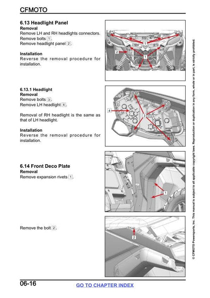 CFMOTO ZFORCE 800 950 Touring Trail Sport-4 UTV Service Manual sample page from the repair manual