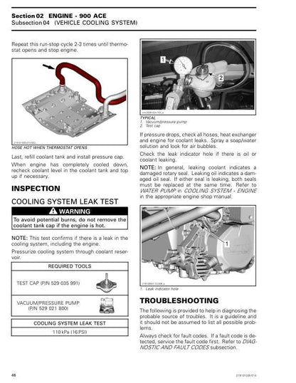 Seadoo GTI GTR Wake 170 Fish Pro Service Manual sample page with technical illustrations