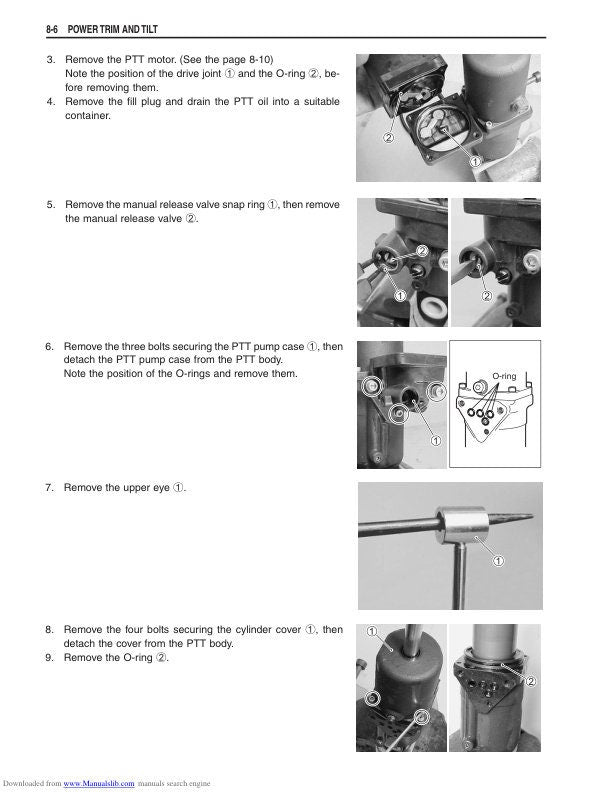 Suzuki DF60-DF70 Outboard Service Manual sample page with diagrams and specifications