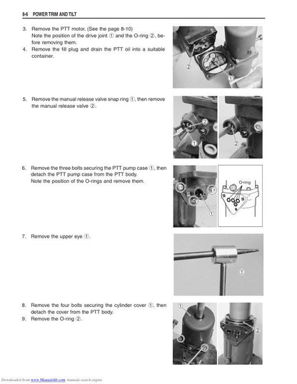 Suzuki DF60-DF70 Outboard Service Manual sample page with diagrams and specifications