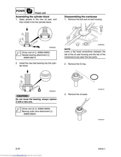 Yamaha F2.5A Outboard Service Manual sample page with service data and tables