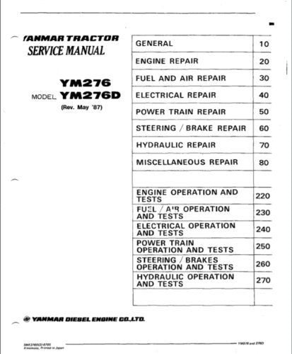 Yanmar YM135-YM4000 Tractor Service Manual sample page showing schematics and diagrams