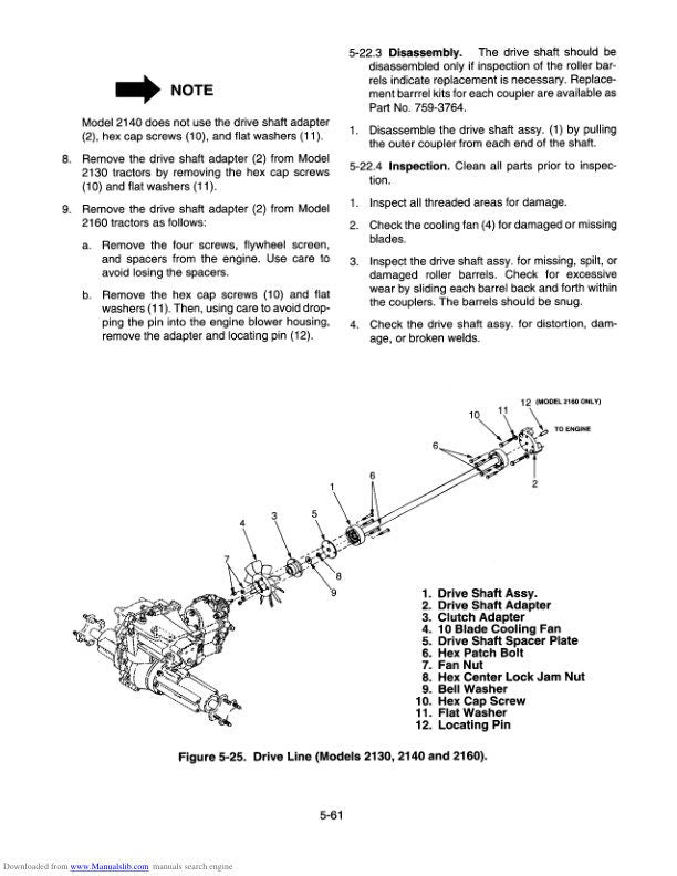 Cub Cadet 2000 Mower Service Manual sample page with diagrams and specifications