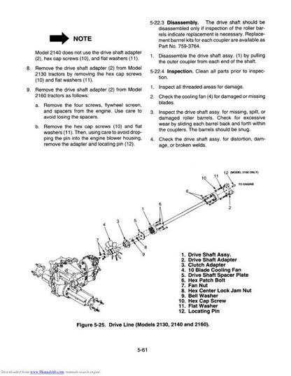 Cub Cadet 2000 Mower Service Manual sample page with diagrams and specifications