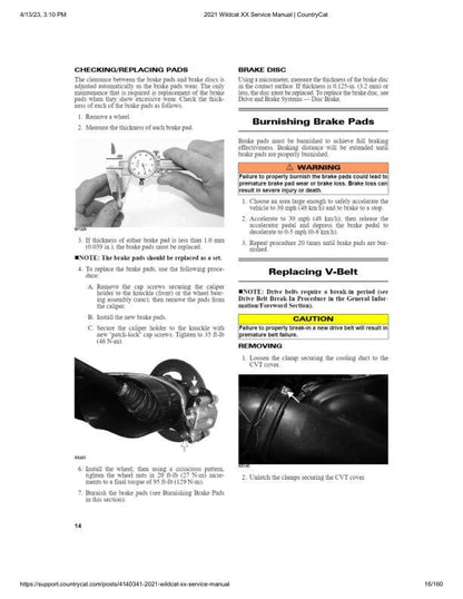 Arctic Cat Wildcat XX UTV Service Manual sample page from service manual