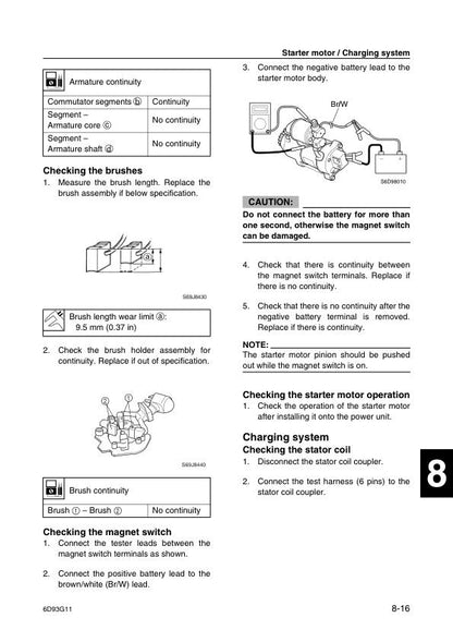 Yamaha F80B F100D Outboard Service Manual sample page showing schematics and diagrams