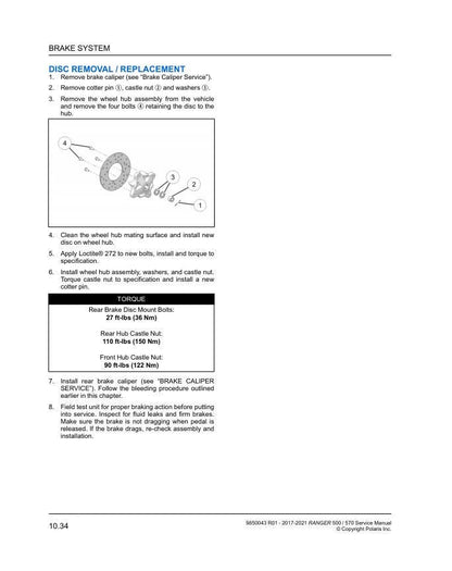 Polaris RZR 500 570 UTV Service Manual sample page from the repair manual