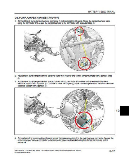 Polaris MATRYX 650 850 Snowmobile Service Manual sample page showing schematics and diagrams