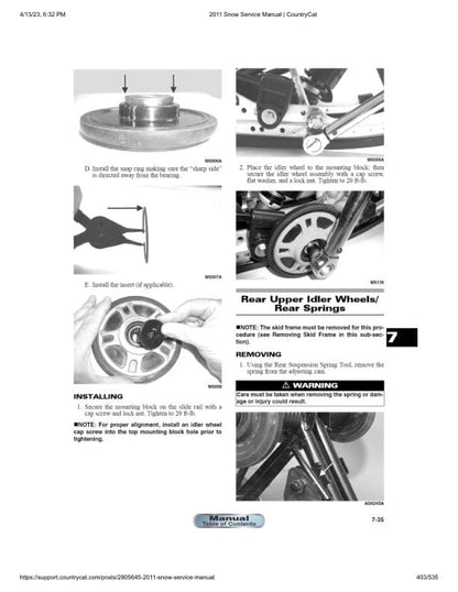 Arctic Cat F M Z1 Crossfire Bearcat Snowmobile Service Manual sample page with service data and tables