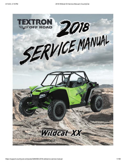 Arctic Cat Wildcat XX UTV Service Manual factory service manual title page