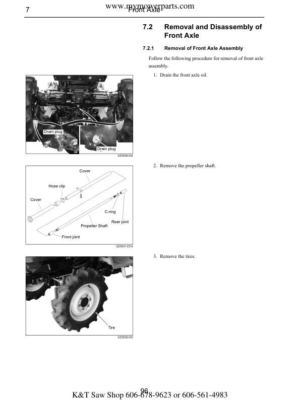 Cub Cadet 7530 7532 Tractor Service Manual table of contents