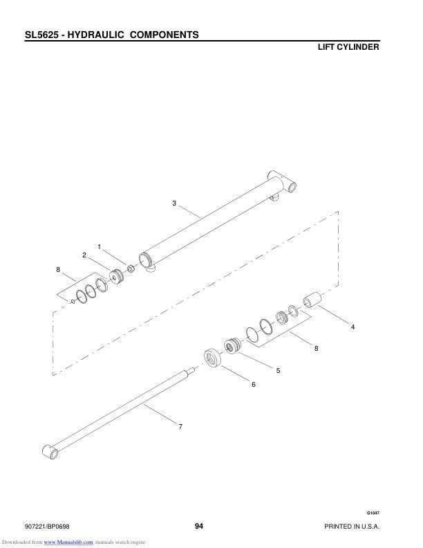 GEHL 5625 Skid Loader Service Manual sample page with service data and tables