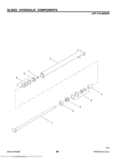 GEHL 5625 Skid Loader Service Manual sample page with service data and tables