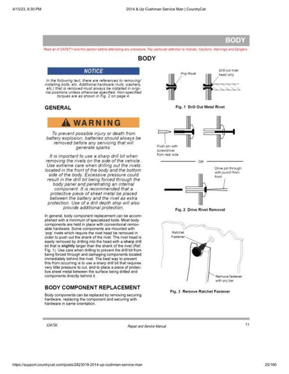 Cushman Hauler Pro 72V Golf Cart Service Manual sample page from service manual