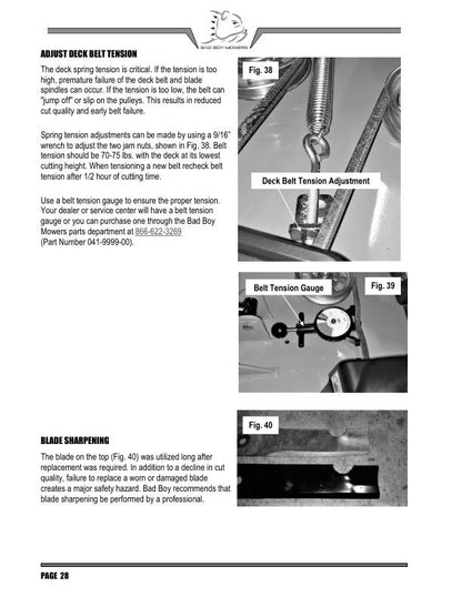 Badboy Rebel Outlaw Zero Turn Mower Service Manual sample page from the repair manual