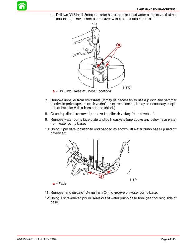 Mercury Optimax 135 150 Outboard Service Manual sample page with service data and tables