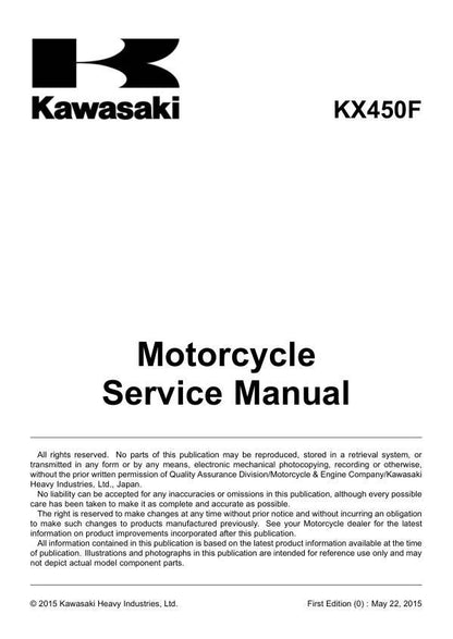 Kawasaki KX450F Motorcycle Service Manual sample page from service manual