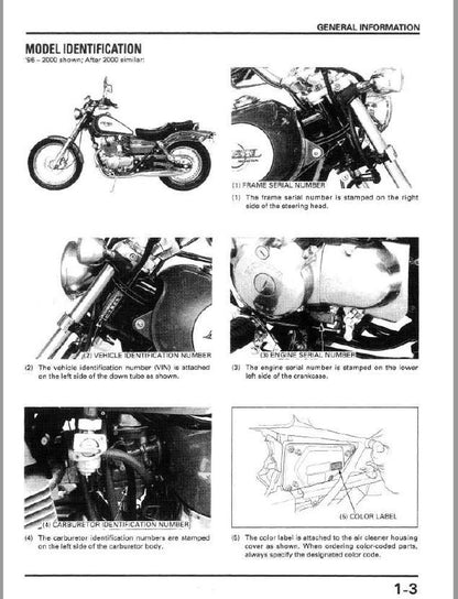 Honda Rebel CMX250 Motorcycle Service Manual table of contents
