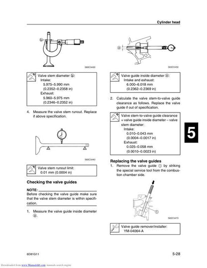 Yamaha F90D Outboard Service Manual sample page with technical illustrations