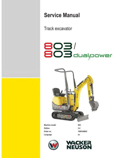 Wacker Neuson 803 Track Excavator Service Manual factory service manual title page