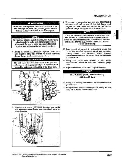 Indian Scout Motorcycle Service Manual sample page from service manual