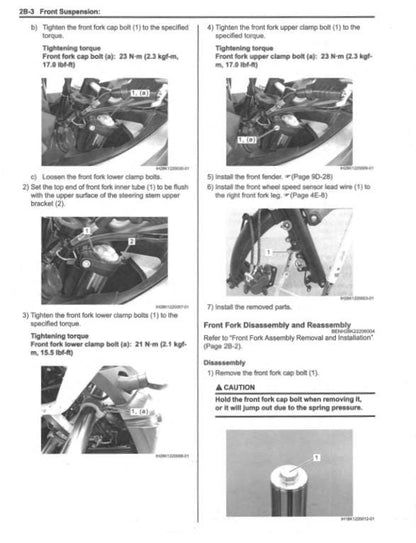 Suzuki V-Strom DL650 Motorcycle Service Manual sample page with technical illustrations