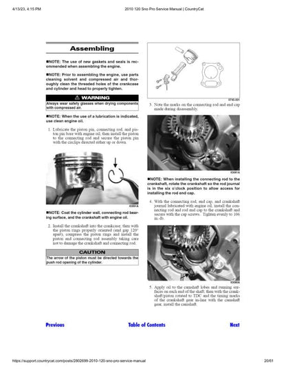 Arctic Cat Sno Pro 120 Snowmobile Service Manual sample page showing repair procedures