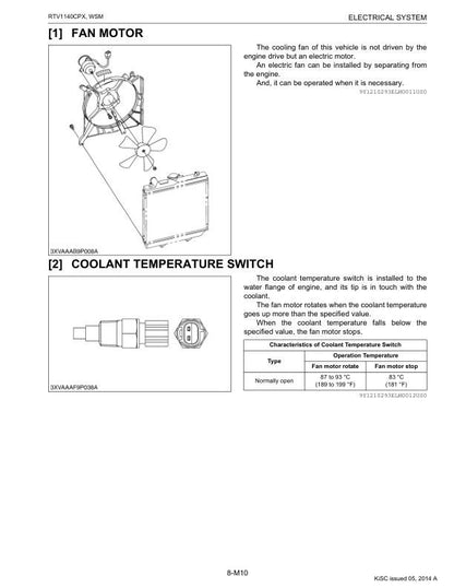 Kubota RTV1140CPX Utility Vehicle Service Manual sample page showing schematics and diagrams