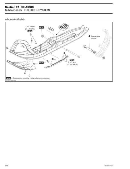 Skidoo MXZ 600 850 Snowmobile Service Manual sample page with technical illustrations