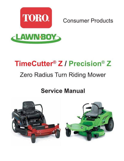 Toro Lawnboy Timecutter Z Series Precision Mower Service Manual factory service manual title page