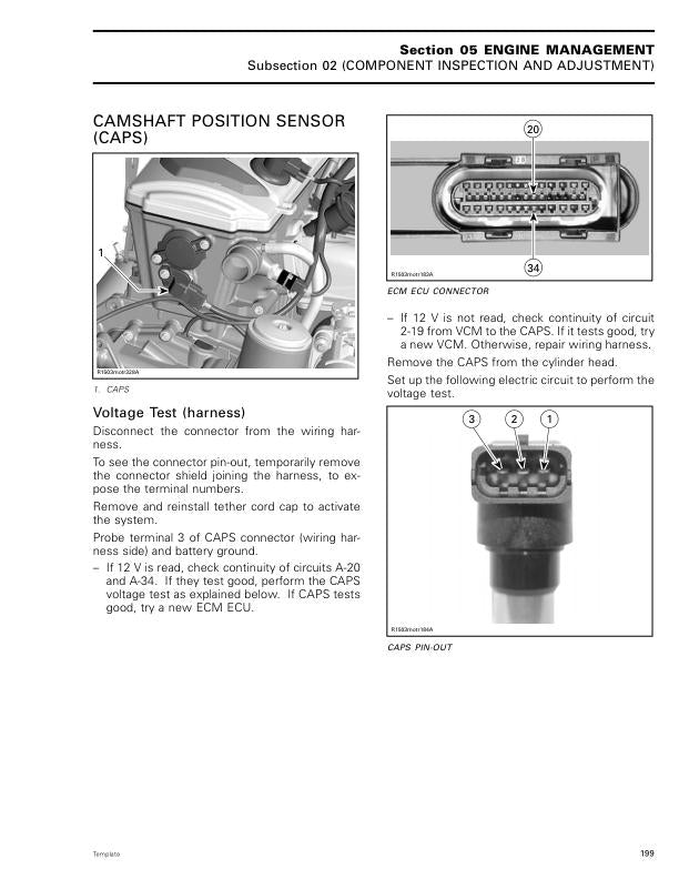 Skidoo Elite Series 1500 Snowmobile Service Manual sample page with technical illustrations