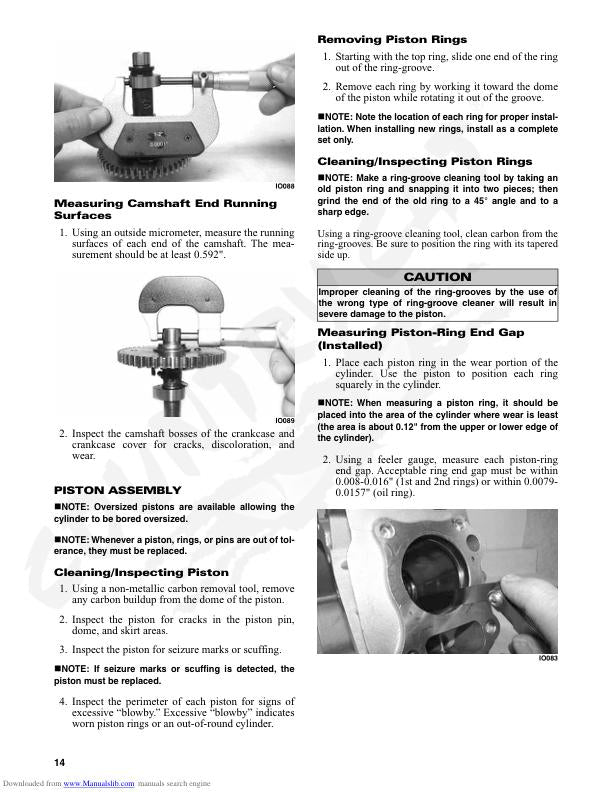 Arctic ZR 120 Kitty Cat Snowmobile Service Manual sample page showing repair procedures