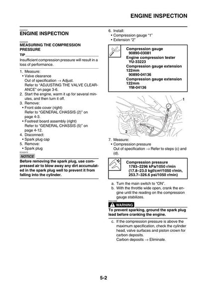 Yamaha Wolverine NMAX UTV Service Manual sample page with diagrams and specifications