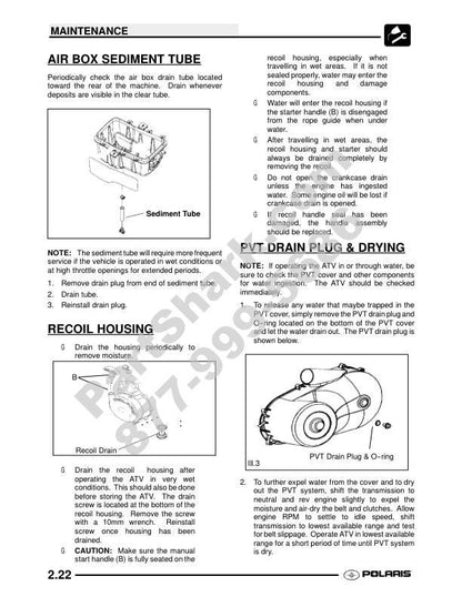 Polaris Trail Boss 330 ATV Service Manual sample page from service manual