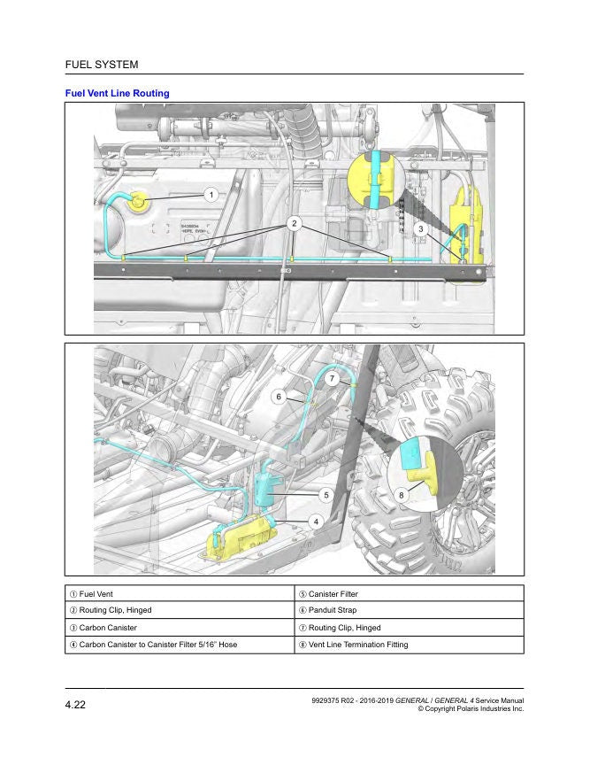 Polaris General 1000 UTV Service Manual sample page showing repair procedures