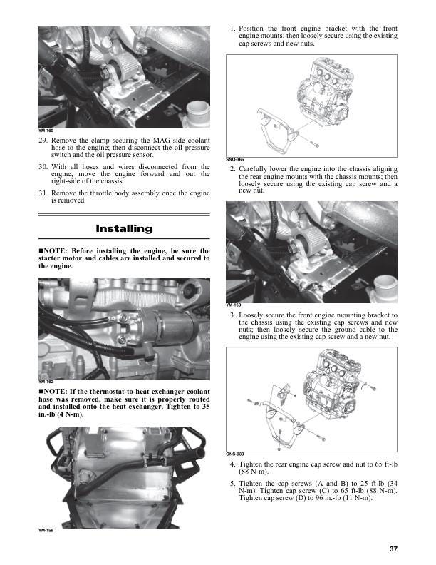 Arctic Cat ZR Riot Pantera Thundercat 7000 9000 Snowmobile Service sample page from service manual