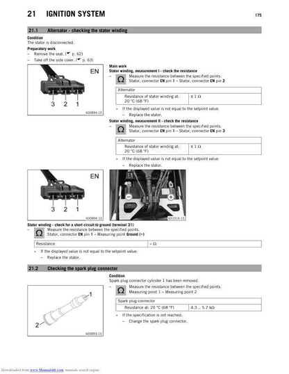 KTM 690 SMC Motorcycle Service Manual sample page showing repair procedures
