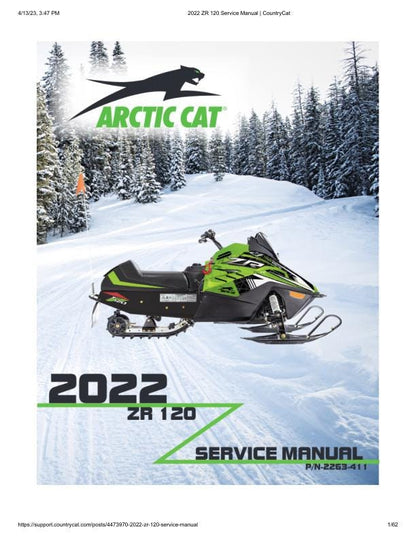 Arctic Cat ZR 120 Kitty Cat Snowmobile Service Manual factory service manual title page