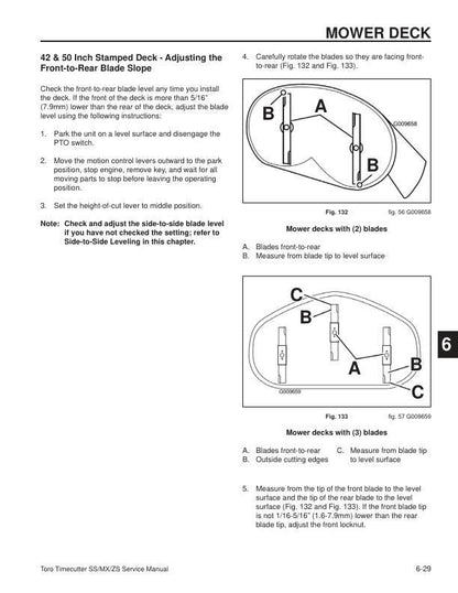 Toro SW SWX 3200 4200 5000 Tractor Service Manual sample page with service data and tables