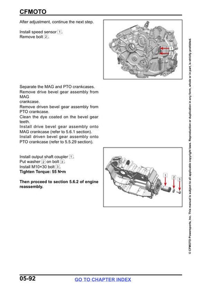 CFMOTO CFORCE 600 625 ATV Service Manual sample page with technical illustrations