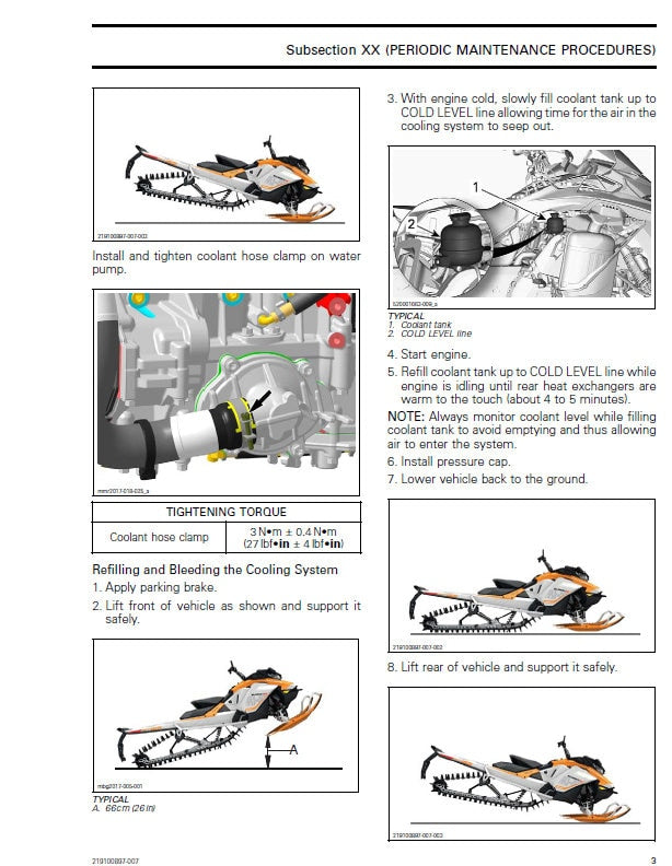 Skidoo XP Tundra Sport 550F Snowmobile Service Manual table of contents