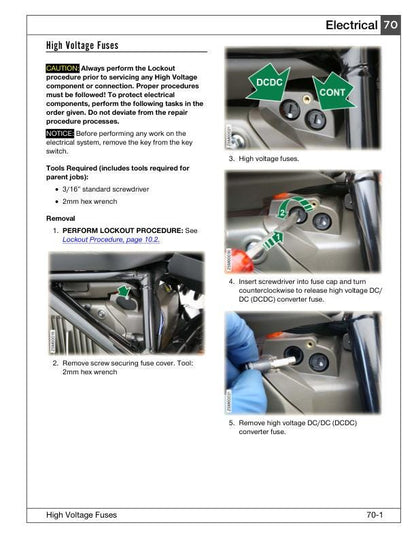 Zero SRS Electric Motorcycle Service Manual sample page with service data and tables