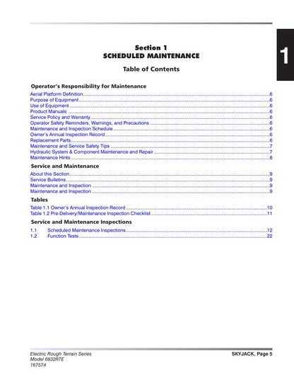 Skyjack 6832 RTE Rough Terrain Scissors Service Manual sample page from service manual