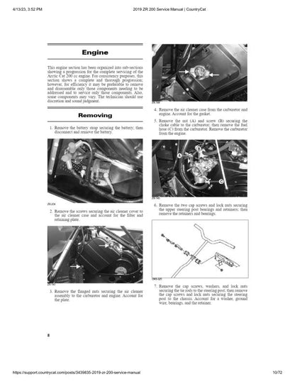 Arctic Cat ZR200 Snowmobile Service Manual sample page from service manual