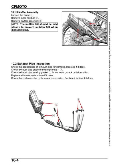 CFMOTO IBEX 450 Service Manual sample page with technical illustrations