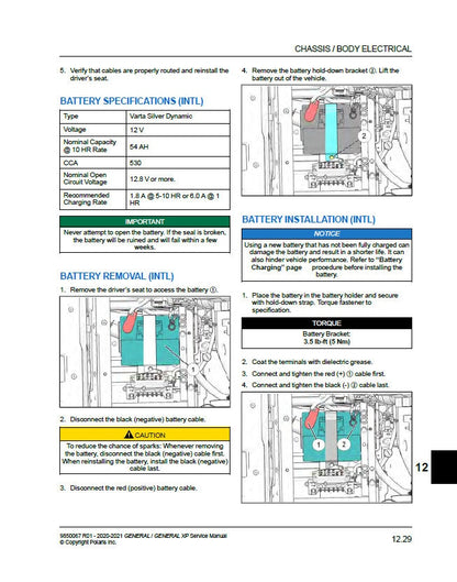 Polaris GENERAL XP XP4 UTV Service Manual sample page with technical illustrations