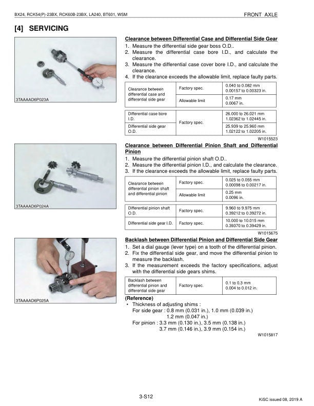 Kubota BX 24 Tractor Service Manual sample page showing repair procedures